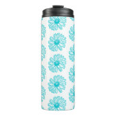 Robin Egg Blue Daisy Print, Hippie Blume Muster Thermosbecher (Vorderseite)