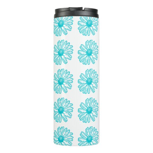 Robin Egg Blue Daisy Print, Hippie Blume Muster Thermosbecher (Rückseite)