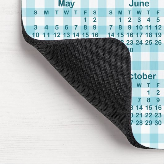 Robin Egg Blue Gingham Plaid 2026 Calendar Mousepad (Ecke)