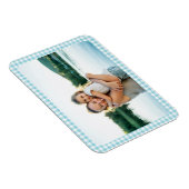 Robin Egg Blue Gingham Plaid Family Photo Magnet (Rechte Seite)