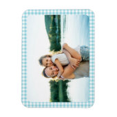 Robin Egg Blue Gingham Plaid Family Photo Magnet (Vertikal)