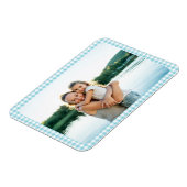 Robin Egg Blue Gingham Plaid Family Photo Magnet (Linke Seite)