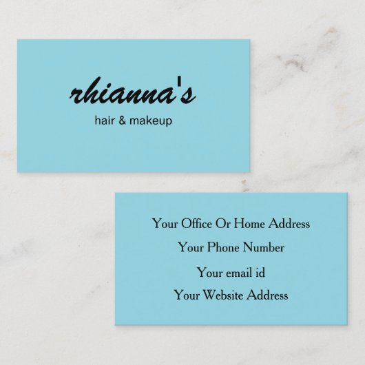 Robin Egg Blue Hair Makeup Berufliches Skript Visitenkarte (Vorne/Hinten)