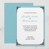 Robin Egg Blue Initials Posh Wedding Einladung (Vorne/Hinten)