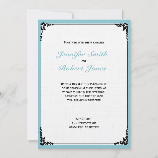 Robin Egg Blue Initials Posh Wedding Einladung (Vorderseite)