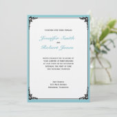 Robin Egg Blue Initials Posh Wedding Einladung (Stehend Vorderseite)
