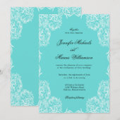 Robin Egg Blue Lace Frame Classic Wedding Einladung (Vorne/Hinten)