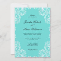 Robin Egg Blue Lace Frame Classic Wedding