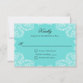 Robin Egg Blue Lace Frame Gray Wedding RSVP (Vorderseite)