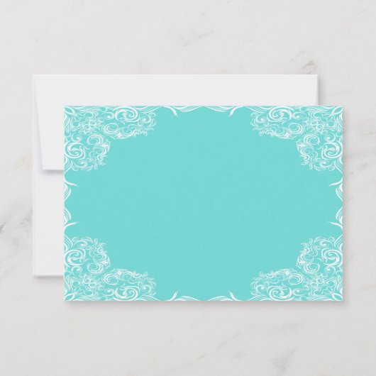Robin Egg Blue Lace Frame Gray Wedding RSVP (Rückseite)
