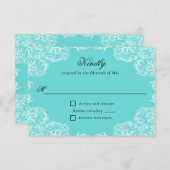 Robin Egg Blue Lace Frame Gray Wedding RSVP (Vorne/Hinten)