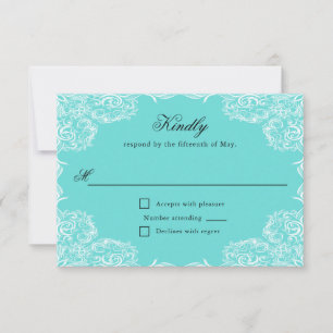 Robin Egg Blue Lace Frame Gray Wedding RSVP