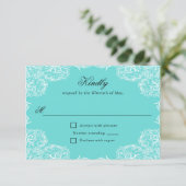 Robin Egg Blue Lace Frame Gray Wedding RSVP Karte (Stehend Vorderseite)