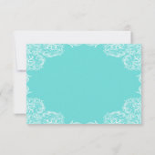 Robin Egg Blue Lace Frame Gray Wedding RSVP Karte (Rückseite)