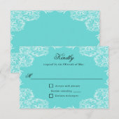 Robin Egg Blue Lace Frame Gray Wedding RSVP Karte (Vorne/Hinten)