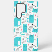 Robin Egg Blue Niedlich Cat Pattern Samsung Galaxy Hülle (Rückseite)