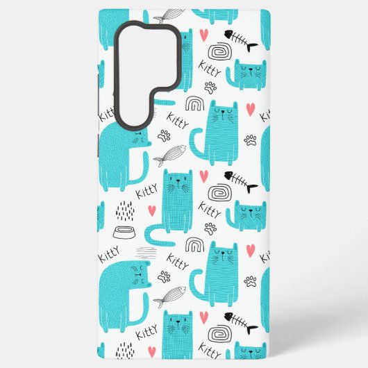 Robin Egg Blue Niedlich Cat Pattern Samsung Galaxy Hülle (Rückseite)