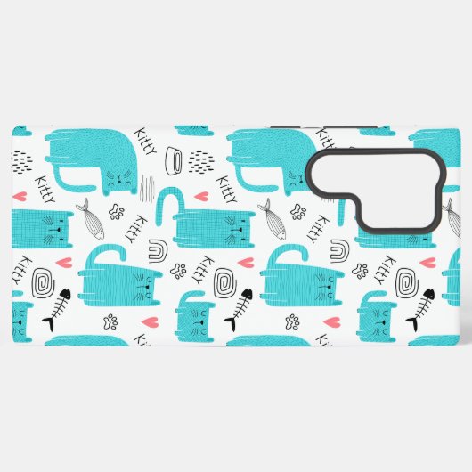 Robin Egg Blue Niedlich Cat Pattern Samsung Galaxy Hülle (Rückseite (Horizontal))