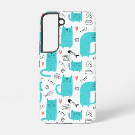 Robin Egg Blue Niedlich Cat Pattern Samsung Galaxy Hülle