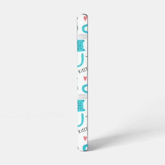 Robin Egg Blue Niedlich Cat Pattern Samsung Galaxy Hülle (Linke Seite)