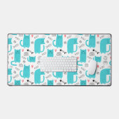 Robin Egg Blue Niedlich Cat Pattern Schreibtischunterlage (Tastatur & Maus)