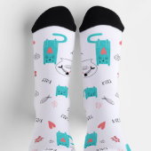 Robin Egg Blue Niedlich Cat Pattern Socken (Oben)