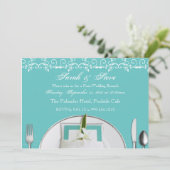 Robin Egg Blue Post Hochzeitsbrot lädt ein Einladung (Stehend Vorderseite)