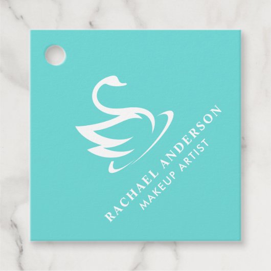 Robin Egg Blue Swan Logo mit Namen Geschenkanhänger (Vorderseite)