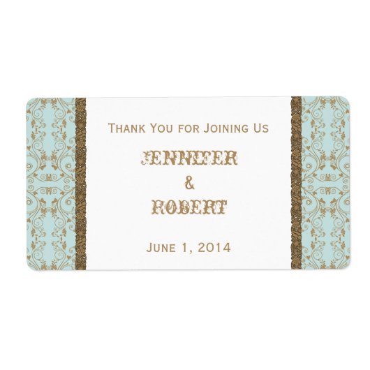 Robin Egg Blue und Gold Damask Hochwasser (Vorne)