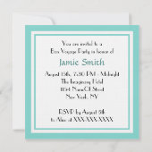 Robin Egg Blue Wht Stripe Black Ship Bon Voyage Einladung (Rückseite)