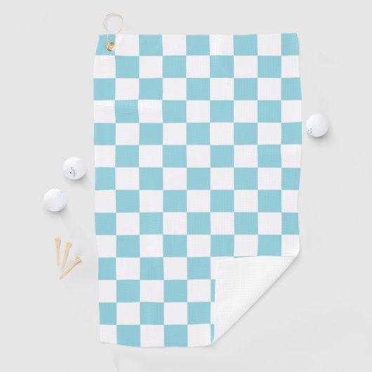 Robin Egg Blue with White Square Pattern Golfhandtuch (Insitu)