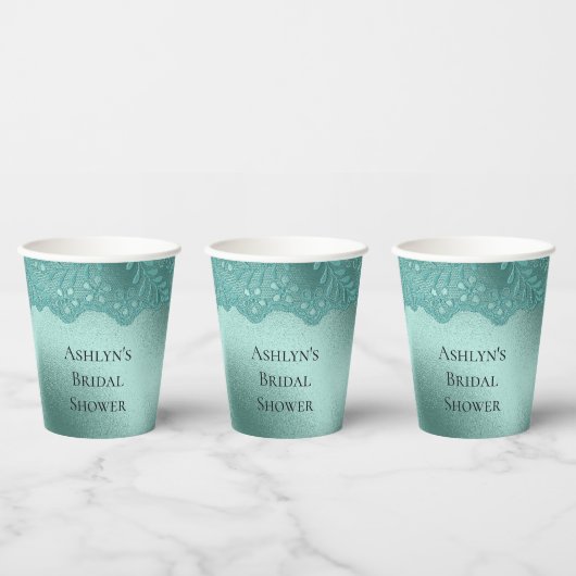 Robin Egg Green Lace Brautparty Pappbecher (Multi)