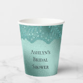 Robin Egg Green Lace Brautparty Pappbecher (Vorderseite)