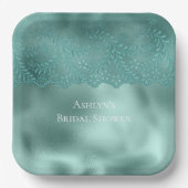 Robin Egg Green Lace Brautparty Pappteller (Vorderseite)