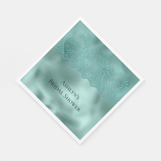 Robin Egg Green Lace Brautparty Serviette (Ecke)