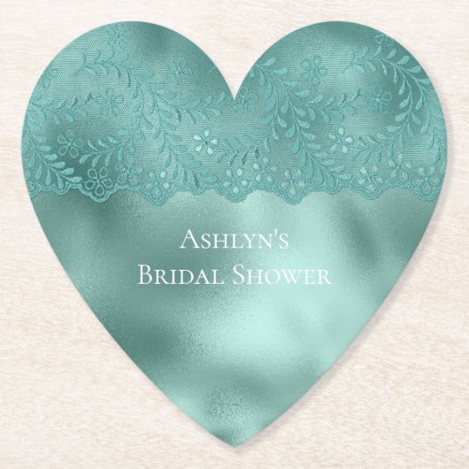 Robin Egg Green Lace Brautparty Untersetzer (Vorderseite)
