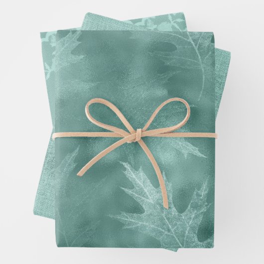 Robin Egg Grünleaf Linen (nicht wirkliche Leinen) Geschenkpapier Set (Beispiel)