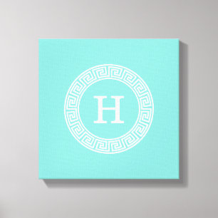 Robin Egg Welch griechischer Schlüssel Rnd XL Fram Leinwanddruck