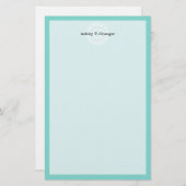 Robin Egg Welch griechischer Schlüsselrahmen Initi Briefpapier (Vorne/Hinten)