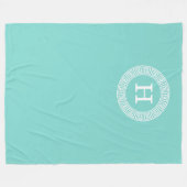 Robin Egg Welch griechischer Schlüsselrahmen Initi Fleecedecke (Vorderseite (Horizontal))