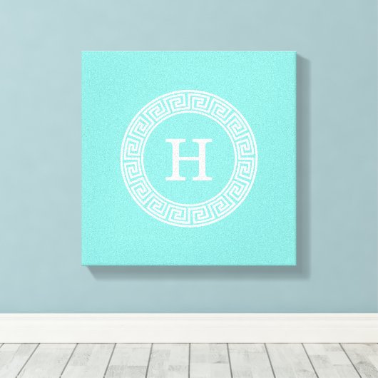 Robin Egg Welch griechischer Schlüsselrahmen Initi Leinwanddruck (Insitu (Holzboden))