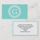 Robin Egg Welch griechischer Schlüsselrahmen Initi Visitenkarte (Vorne/Hinten)