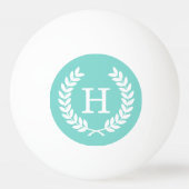 Robin Egg Wht Wheat Laurel Wreath Initial Monogram Tischtennisball (Rückseite)