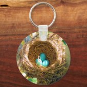 Robin Eggs in einem Baumnest im Hinterhof Schlüsselanhänger (Vorderseite)