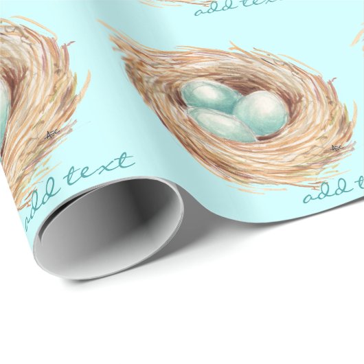 Robin Eggs Vogel-Nest-personalisierte Geschenkpapier (Rolleneckpunkt)