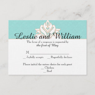 Robin-Ei-Blau-Orange-Damask-Hochzeits-Antwortkarte RSVP Karte