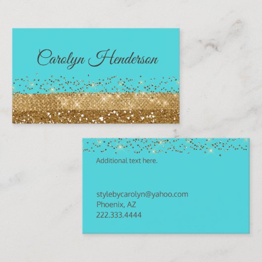 Robin-Ei-Blau und GoldGlittery Visitenkarte (Vorne/Hinten)