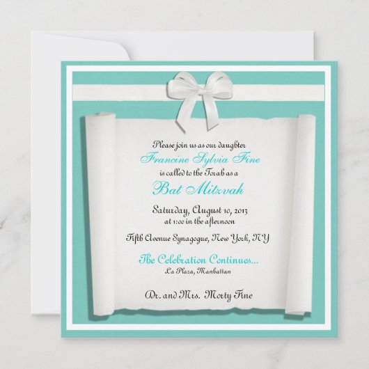 Robin-Ei-blaue Schläger Mitzvah Einladungen (Vorderseite)