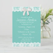 Robin-Ei-blaues und weißes Spitze-Brautparty laden Einladung (Stehend Vorderseite)