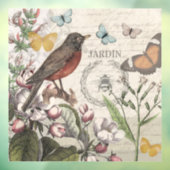 Robin Elegant Bird Butterfly Französische Kunst Fensteraufkleber (Blatt 3)